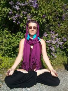 I am meditating beside some lilacs. 
